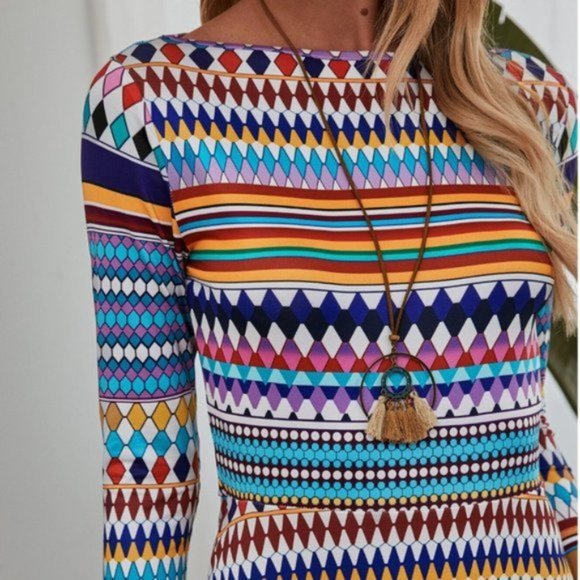 Argyle & Striped A-line Dress - Picture 4 of 6